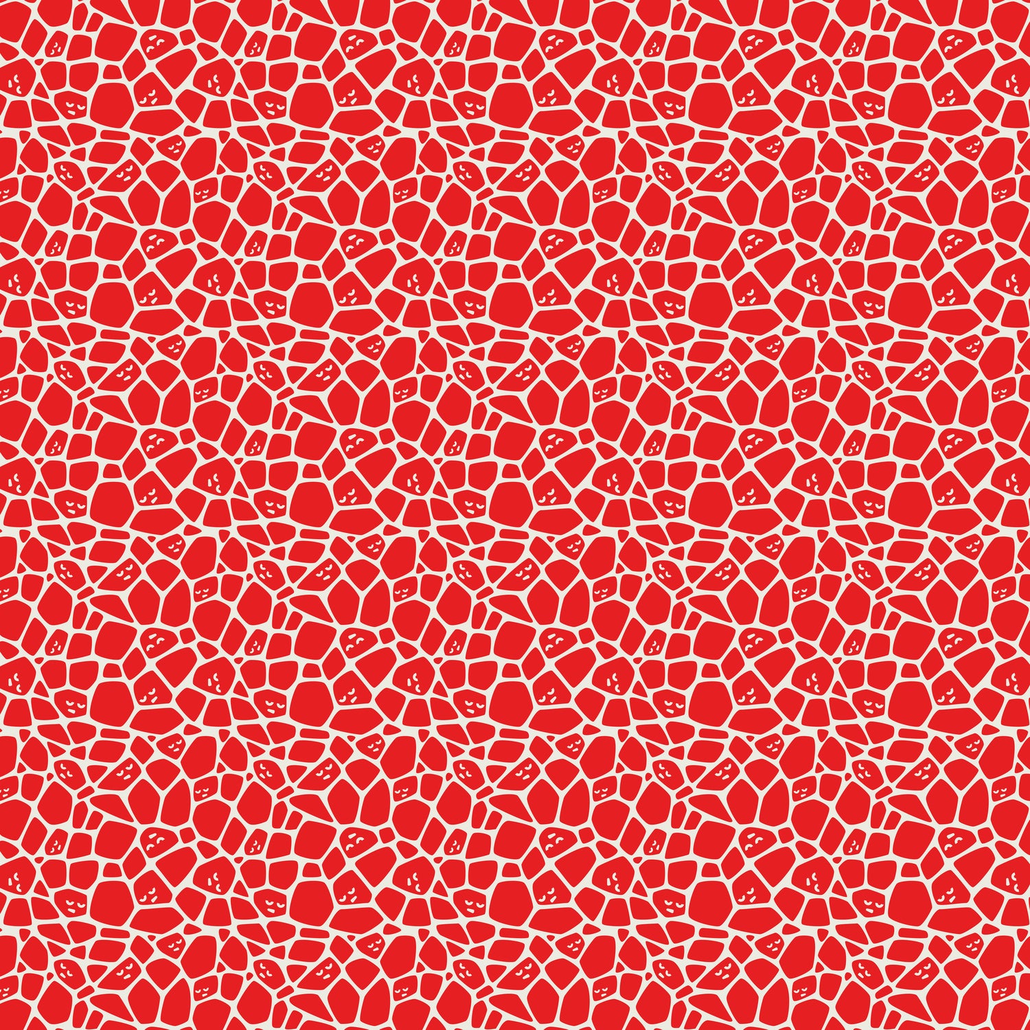 cobblestoned pattern in red with expressions